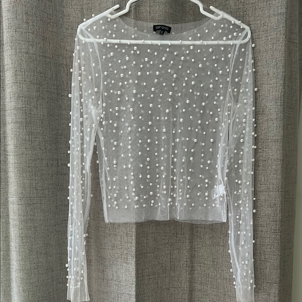 Sheer Pearl Top for Bride / Bachelorette (M)